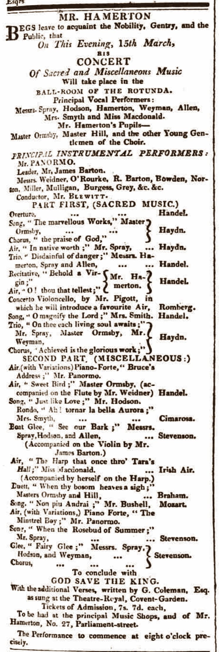 Saunders's News-Letter(15 March 1820), 3