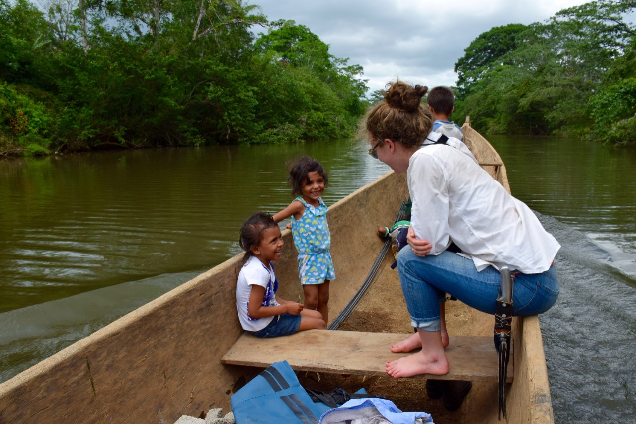 Sophie chats with the local community