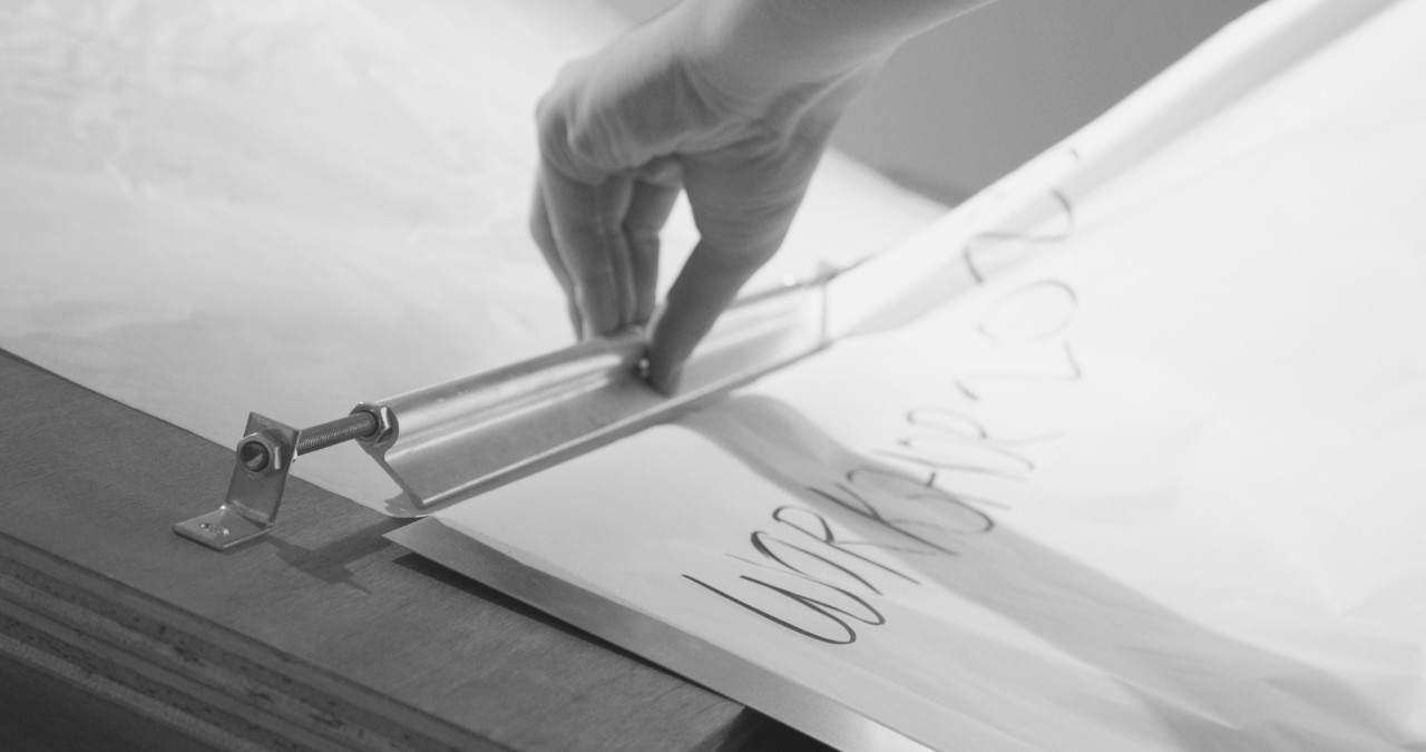 Black and white photograph from the Workshop exhibition