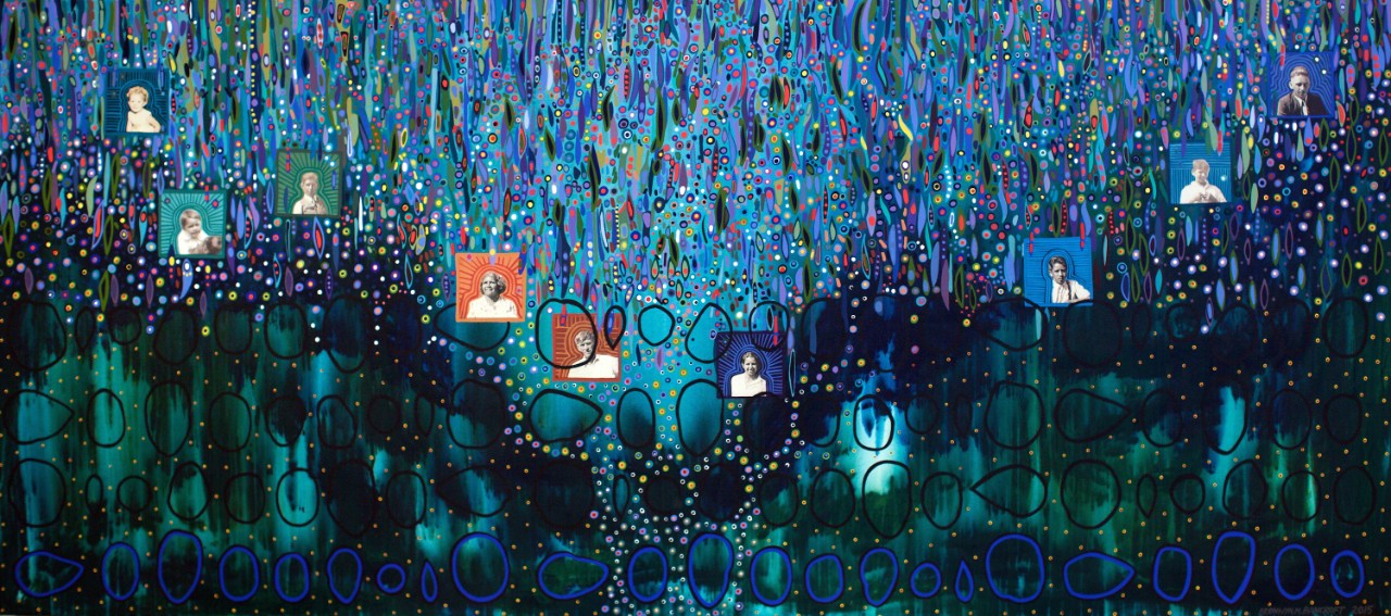 Bronwyn Bancroft's painting, Falling Through Time (Riverstone series), 2012. Image courtesy of the artist.