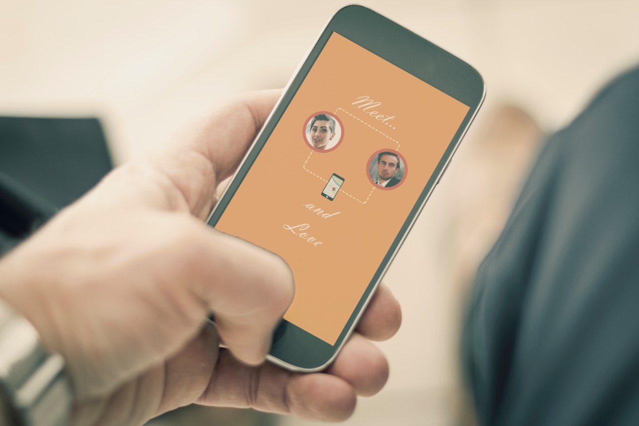 Man using a dating app