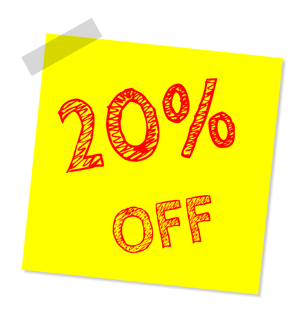 20 per cent off post-it note