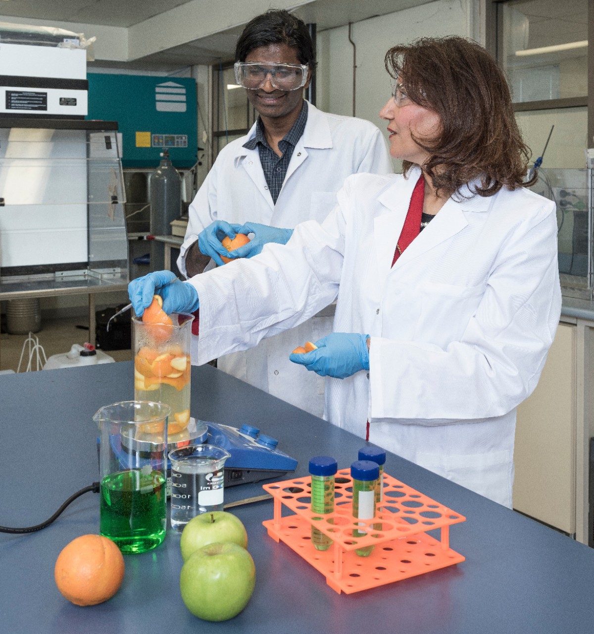Researchers in lab in lab conducting cancer research
