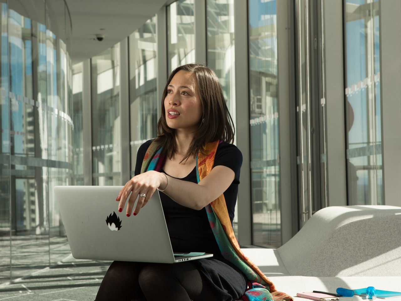 Photo of female designer with laptop