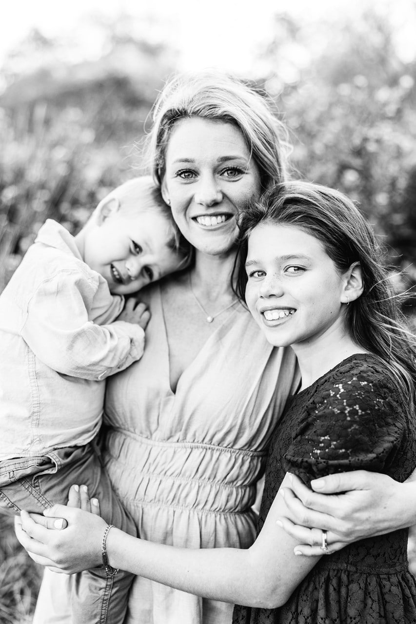 Kate Woods with her two children