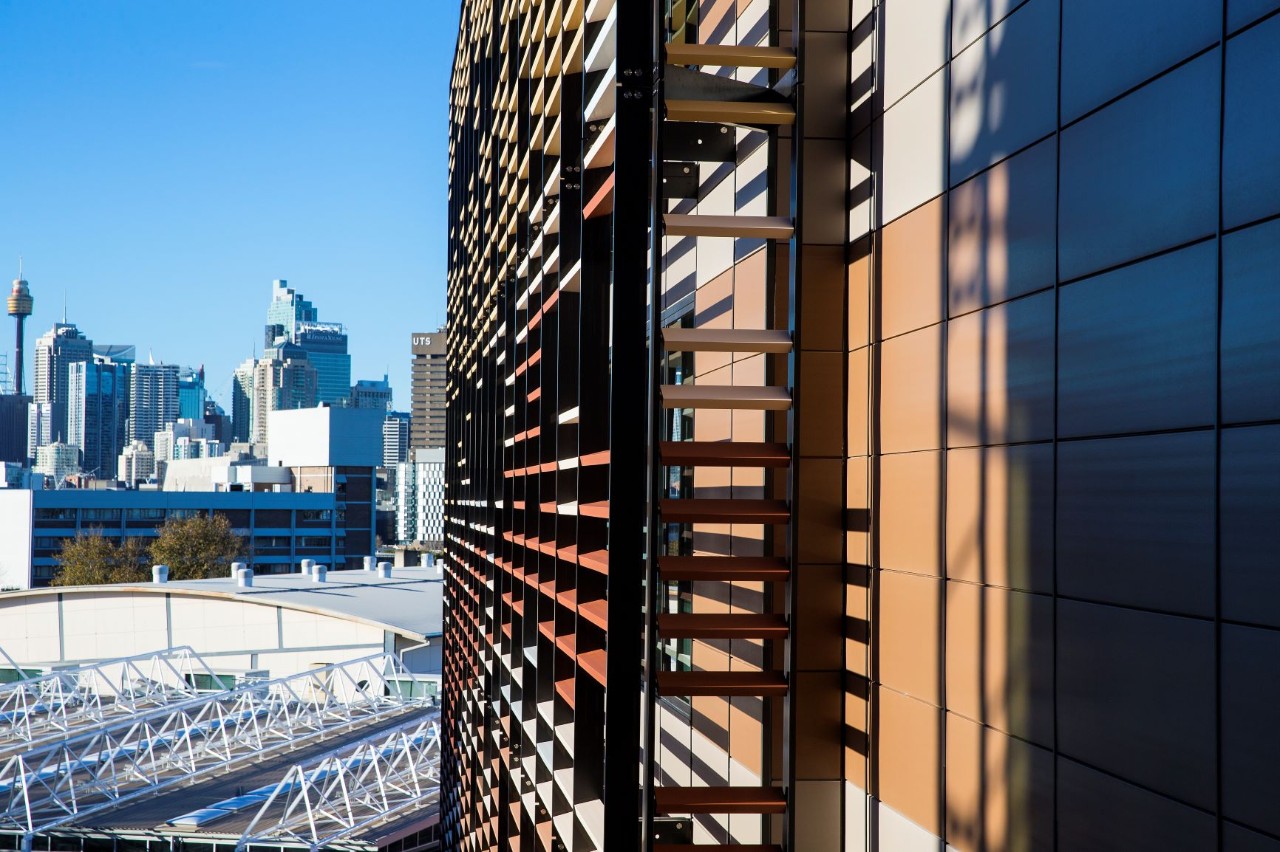 University of Sydney building with Sydney city sky-scape in the background