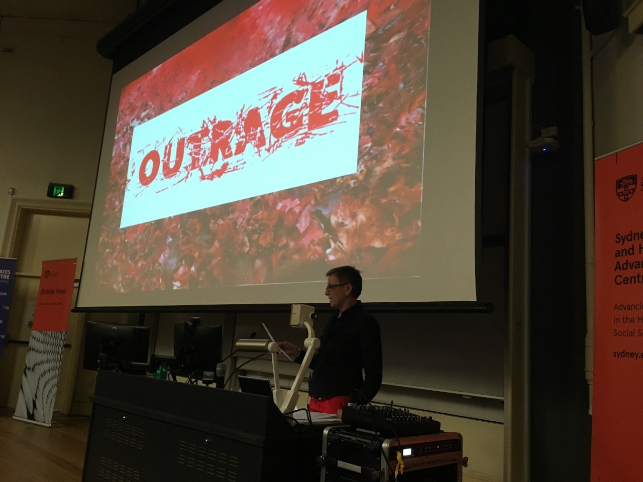 Robyn Wiegman at the public lecture on “Outrage: The Psychic Life of Trump’s America” for Sydney Ideas. 