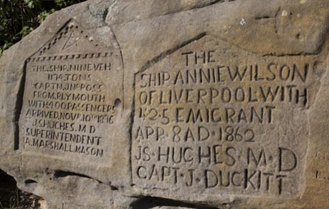Close up of inscriptions in the sandstone