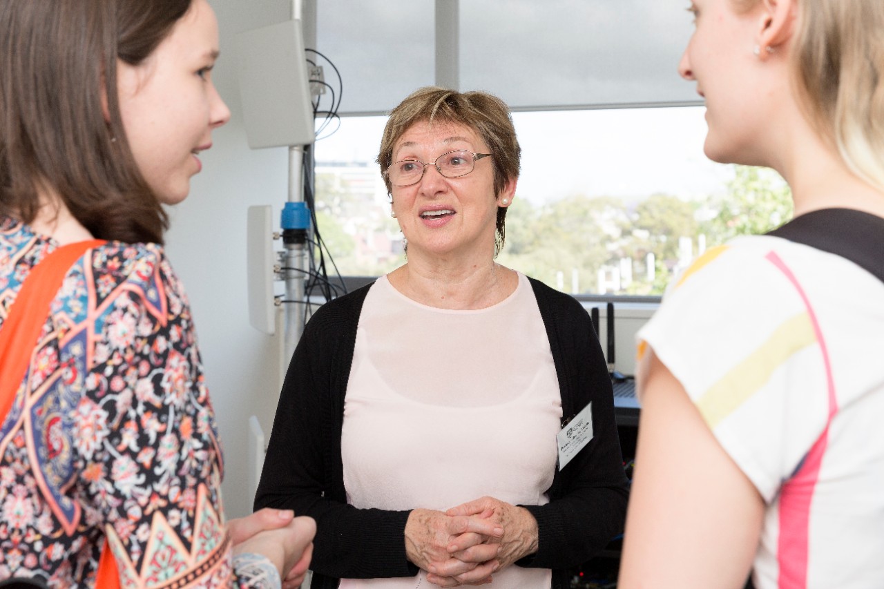 Imogen Frawley talking to Professor Branka Vucetic