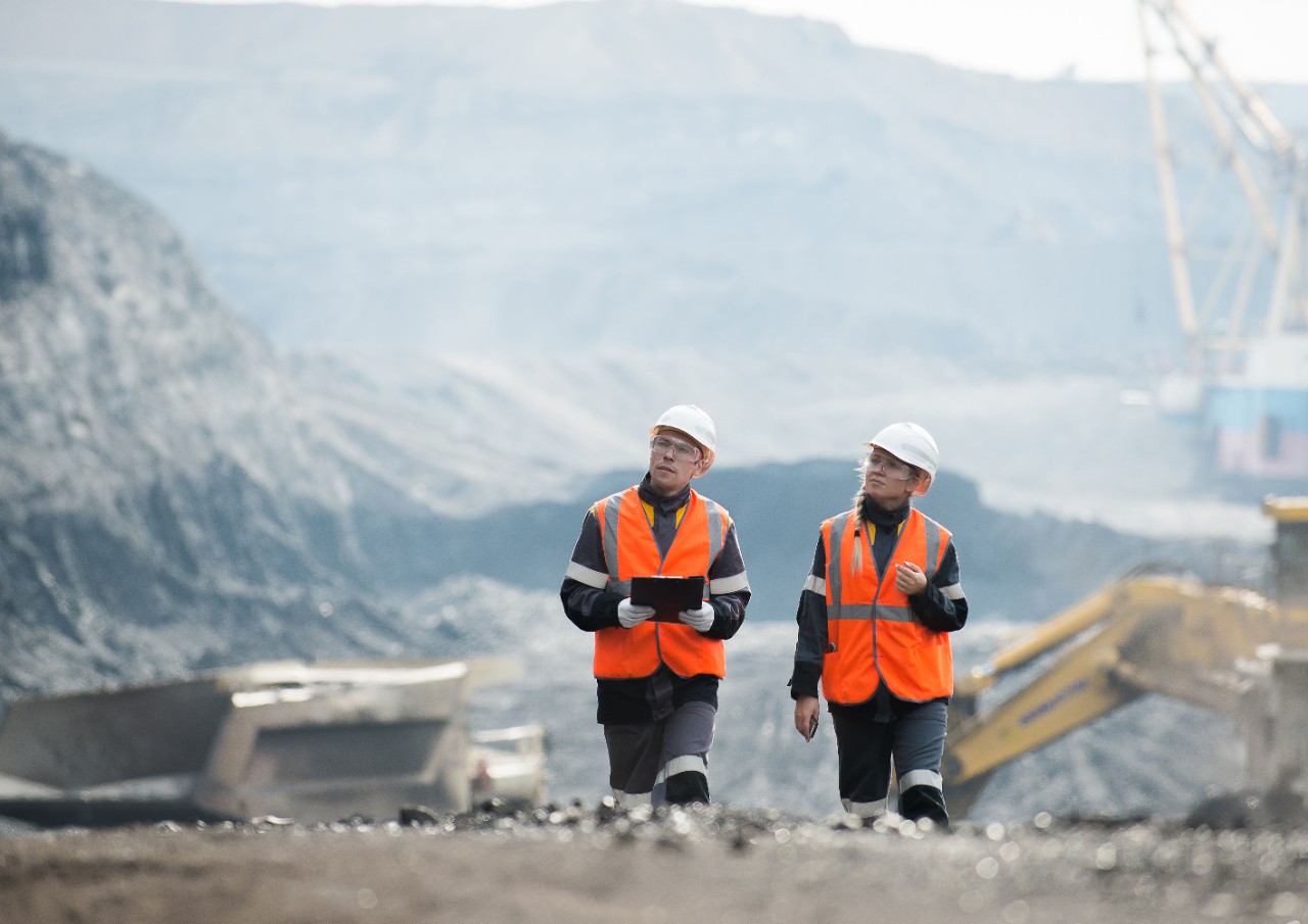 Environmental engineers working on site