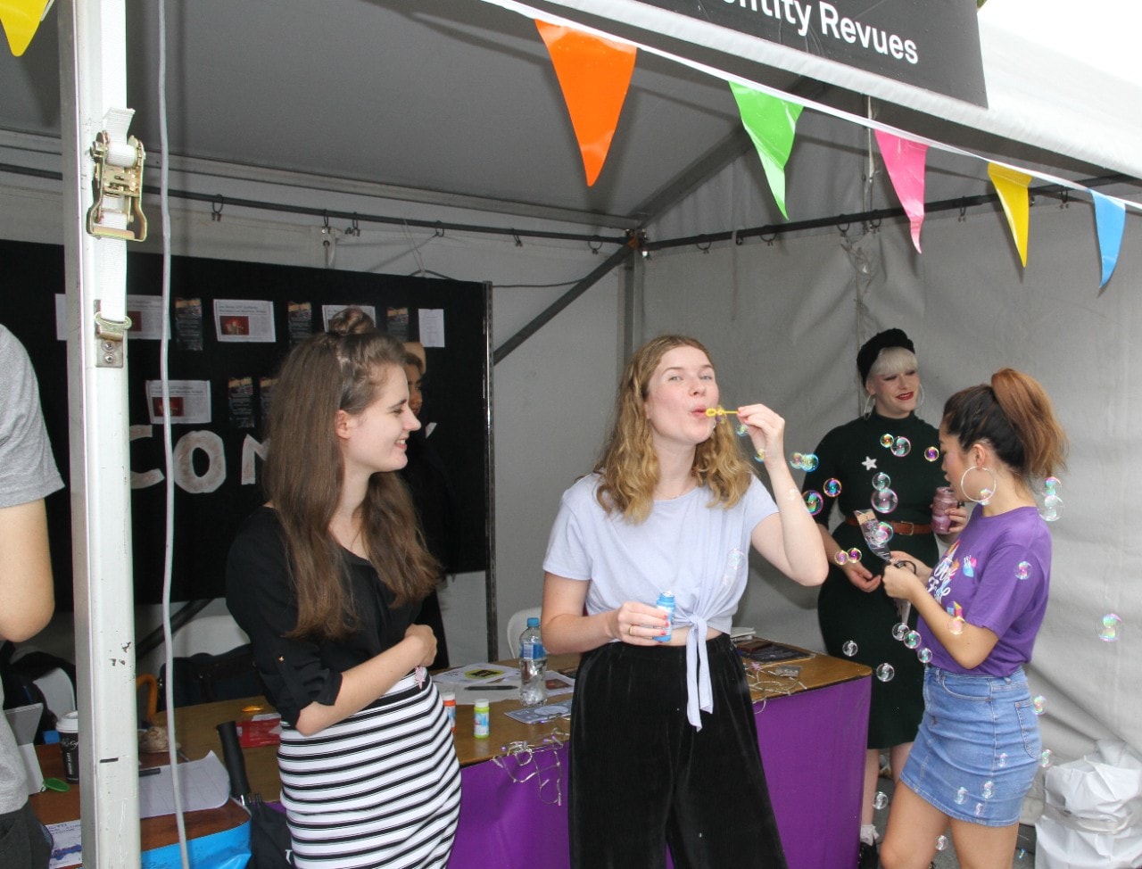 Female students at clubs and societies on Open Day