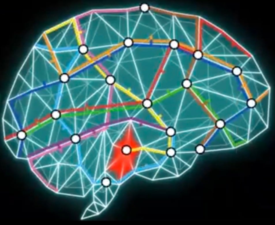 Graphic diagram of neural networks in a brain