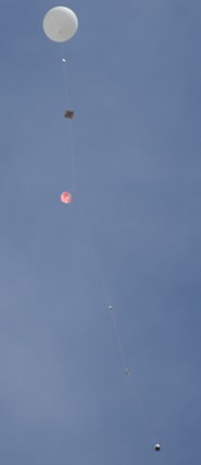 The i-INSPIRE satellite launching on a helium balloon