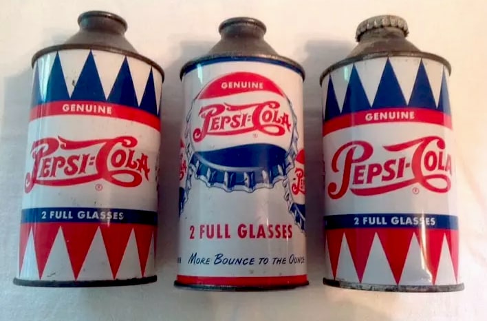 Vintage pepsi-cola cans