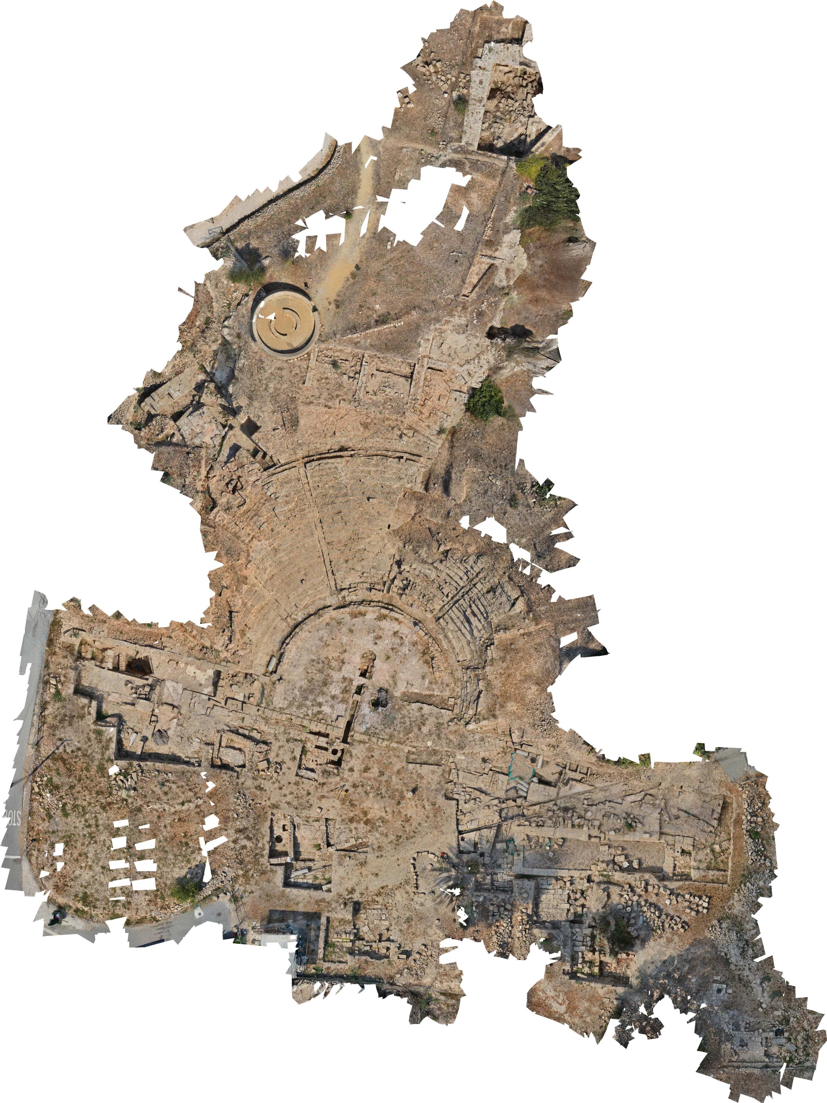 This image, using photogrammetric technology, captures the surviving remains of the ancient theatre in Neo Paphos.