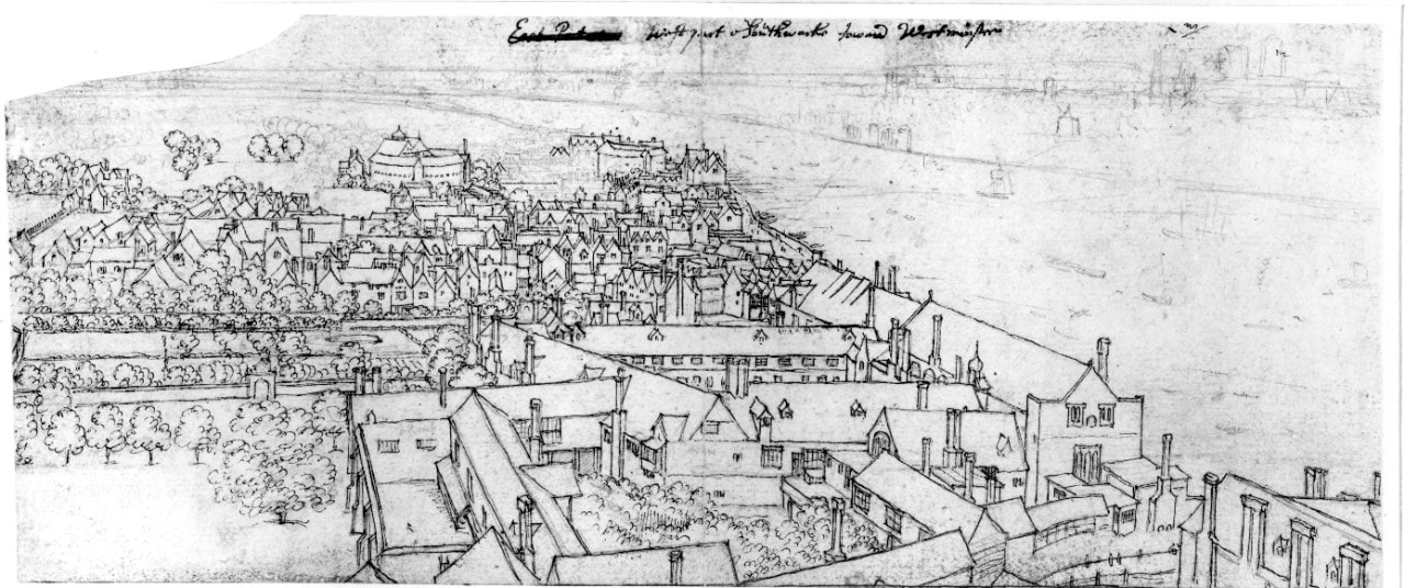 Wenceslaus Hollar's sketch of the view from St Mary's, Southwark, looking towards Westminister. Image: courtesy Tim Fitzpatrick.