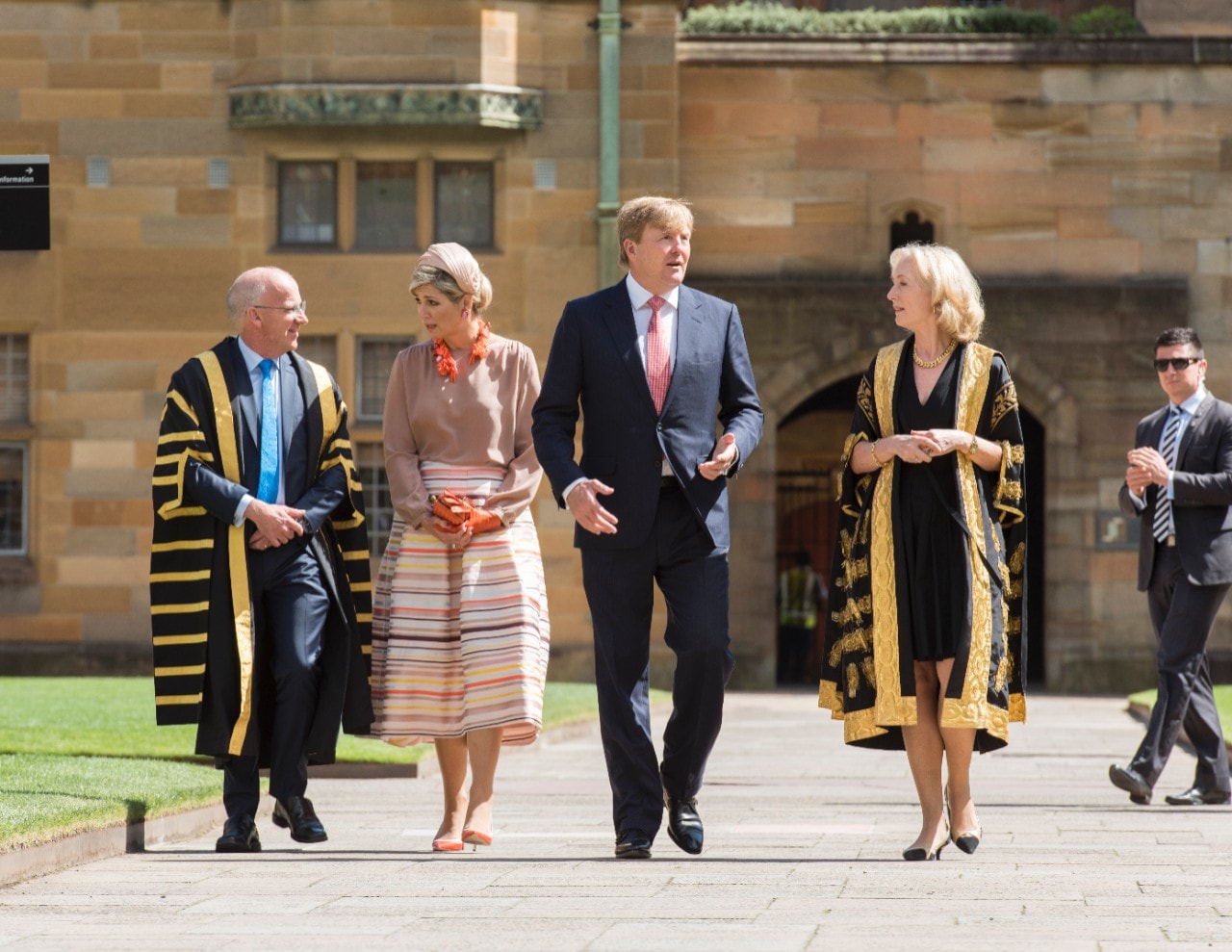 His Majesty King Willem-Alexander and Her Majesty Queen Máxima of The Netherlands were hosted by the University of Sydney's Chancellor Belinda Hutchinson AM and Vice-Chancellor Dr Michael Spence.