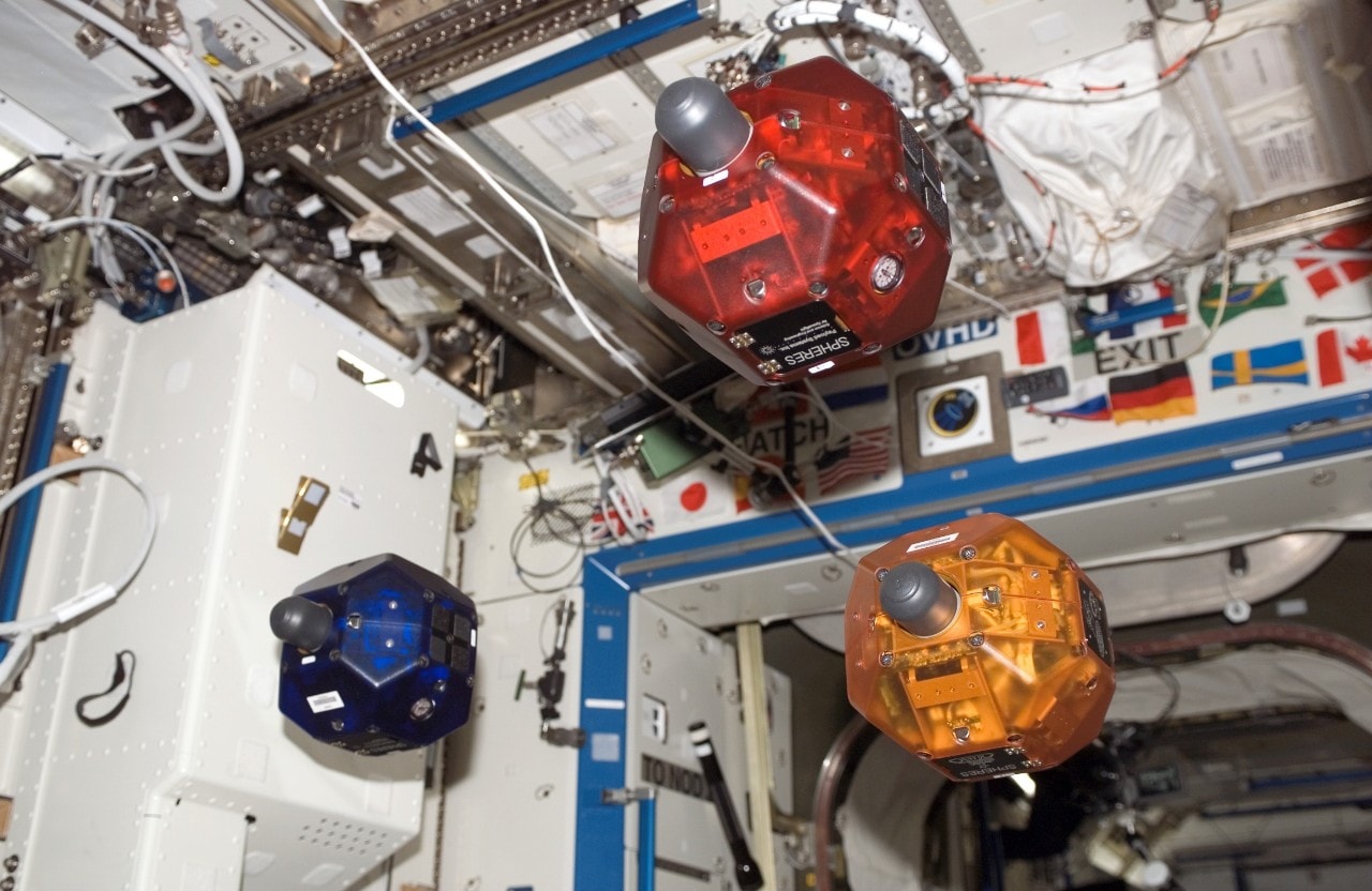 The SPHERES in action on the International Space Station. Image courtesy: NASA