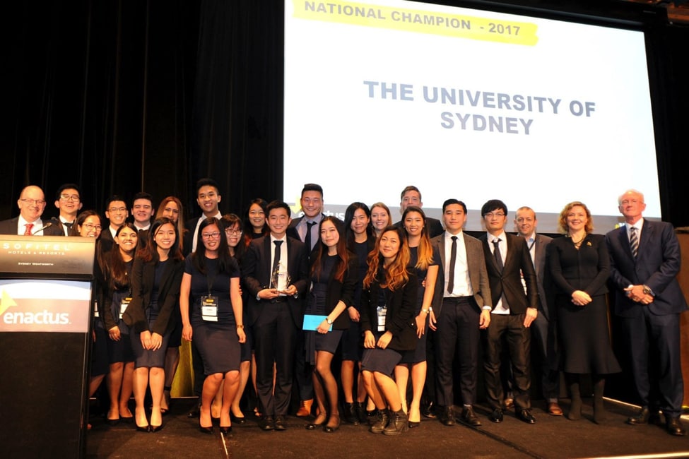 Students from Enactus Sydney being presented with their award at the National Conference. 