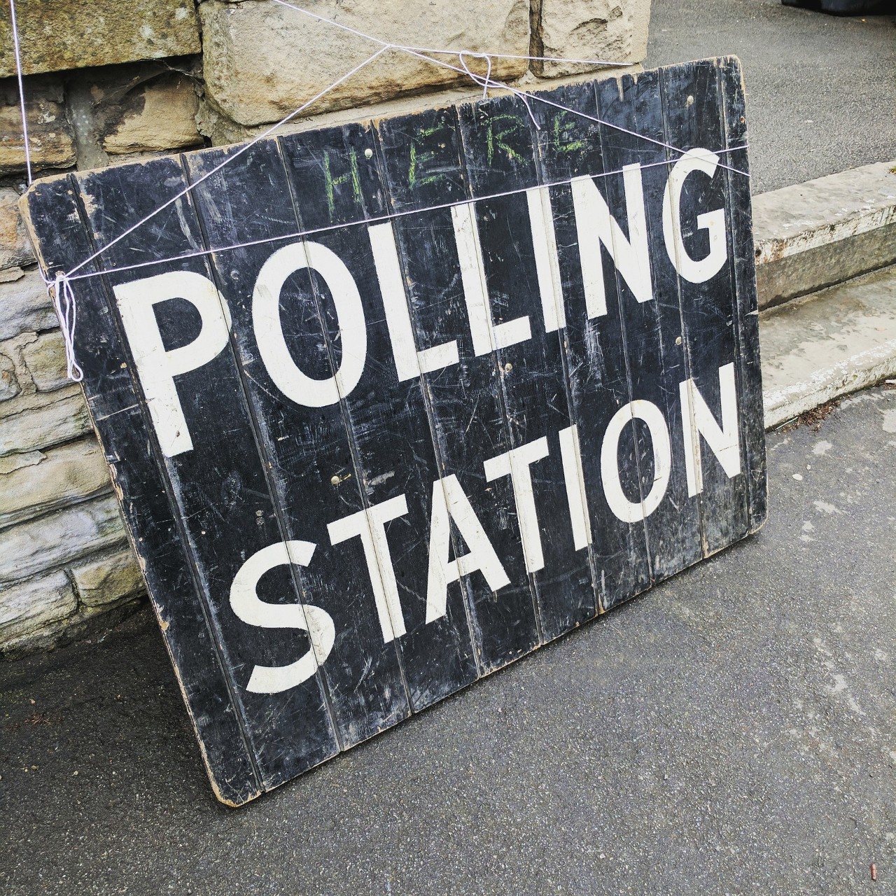 Sign for a polling station