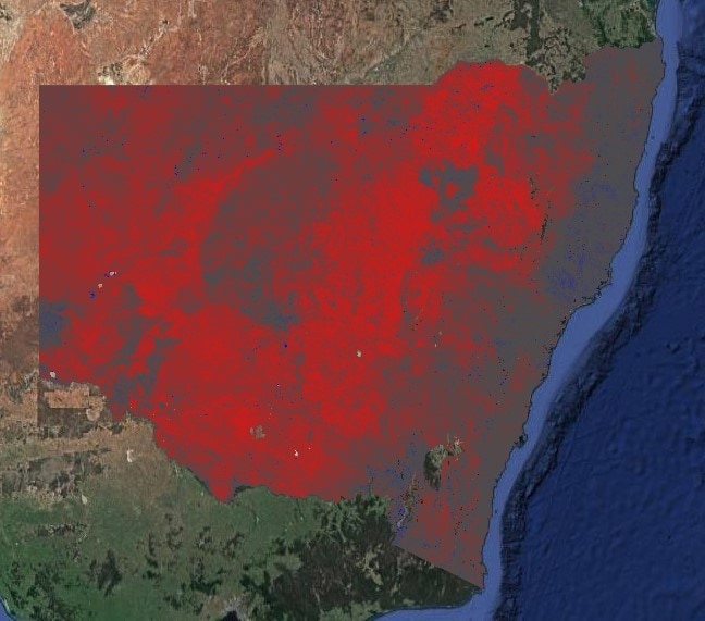 Heat map. This drought visualisation used the normalised difference vegetation index (NDVI) as an indicator of photosynthetic activity. Healthy, growing vegetation show high NDVI values. If vegetation is under any stress, that would affect the photosynthetic activity and result in lower NDVI values detected from satellite imagery. Read more. Credit: José Padarian C.