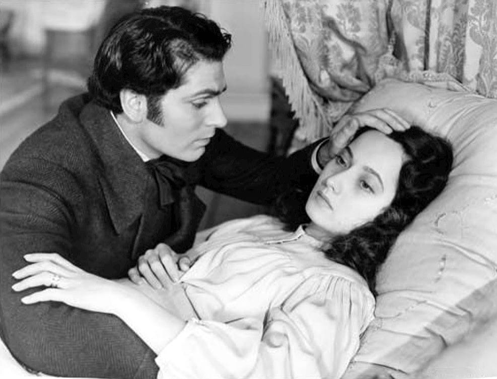 Sir Laurence Olivier (Heathcliff) and Merle Oberon (Cathy) from the 1939 film adaptation of Wuthering Heights