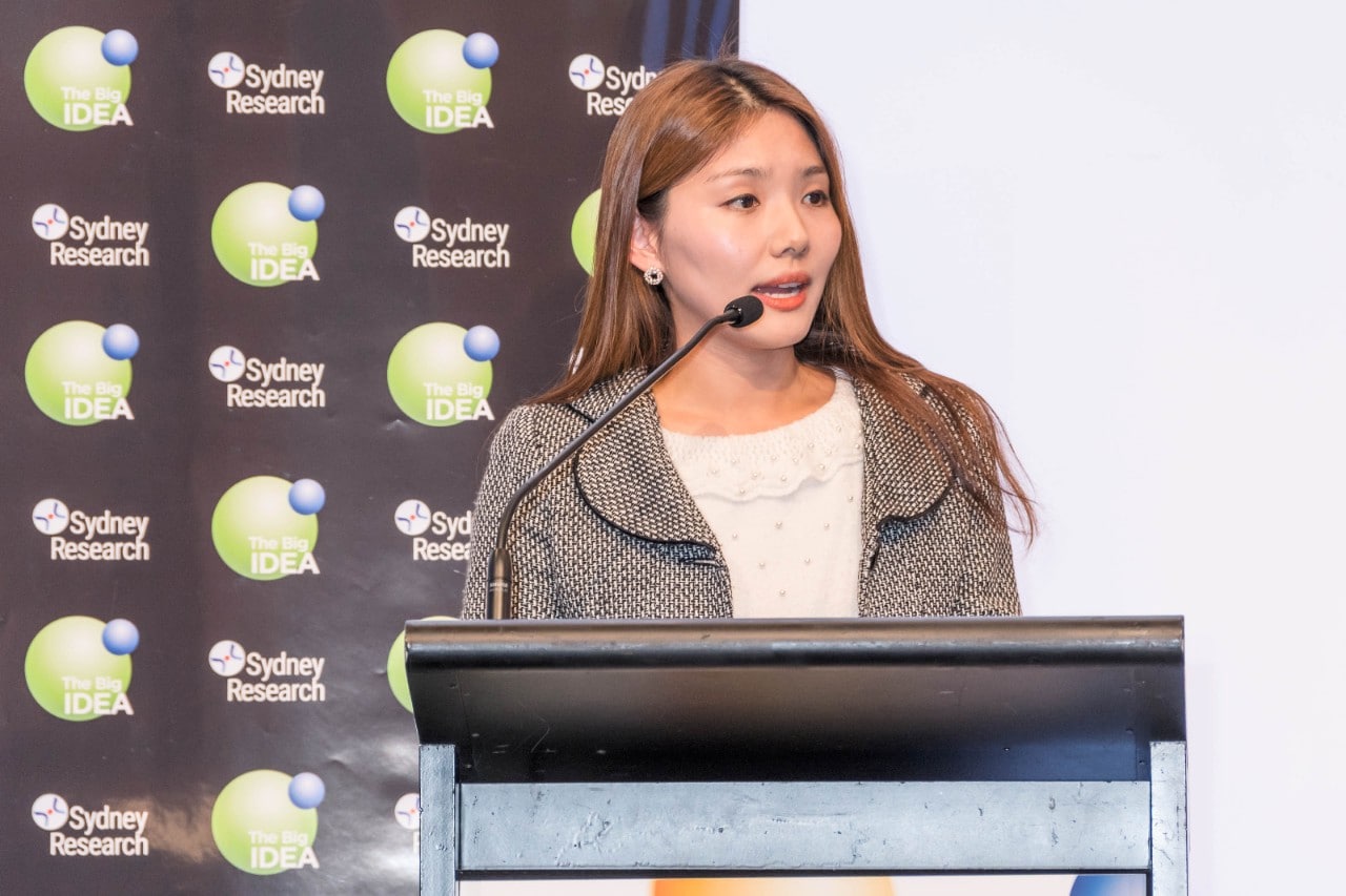 PhD candidate Sally Kim pitches at Sydney Research's Big Idea event.