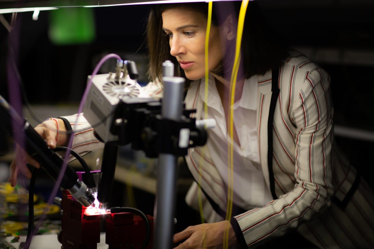 Dr Andrea Blanco-Redondo in her photonics laboratory at the Sydney Nanoscience Hub, University of Sydney. Photo Jayne Ion
