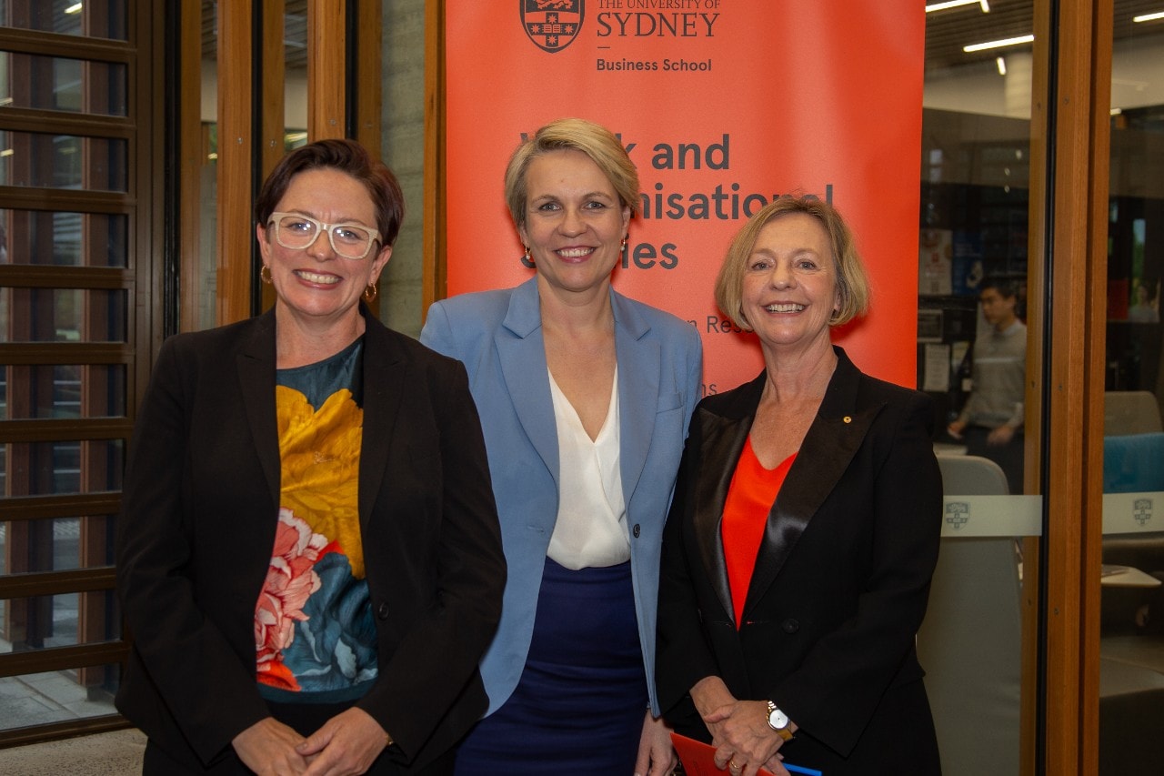 Professor Rae Cooper, The Hon Tanya Plibersek MP and Professor Marian Baird at the University of Sydney Business School