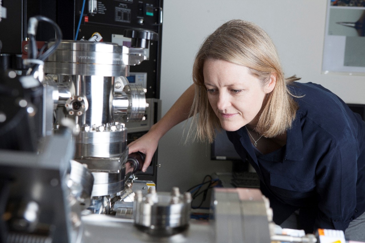 Professor Julie Cairney using an atom probe at the University of Sydney.