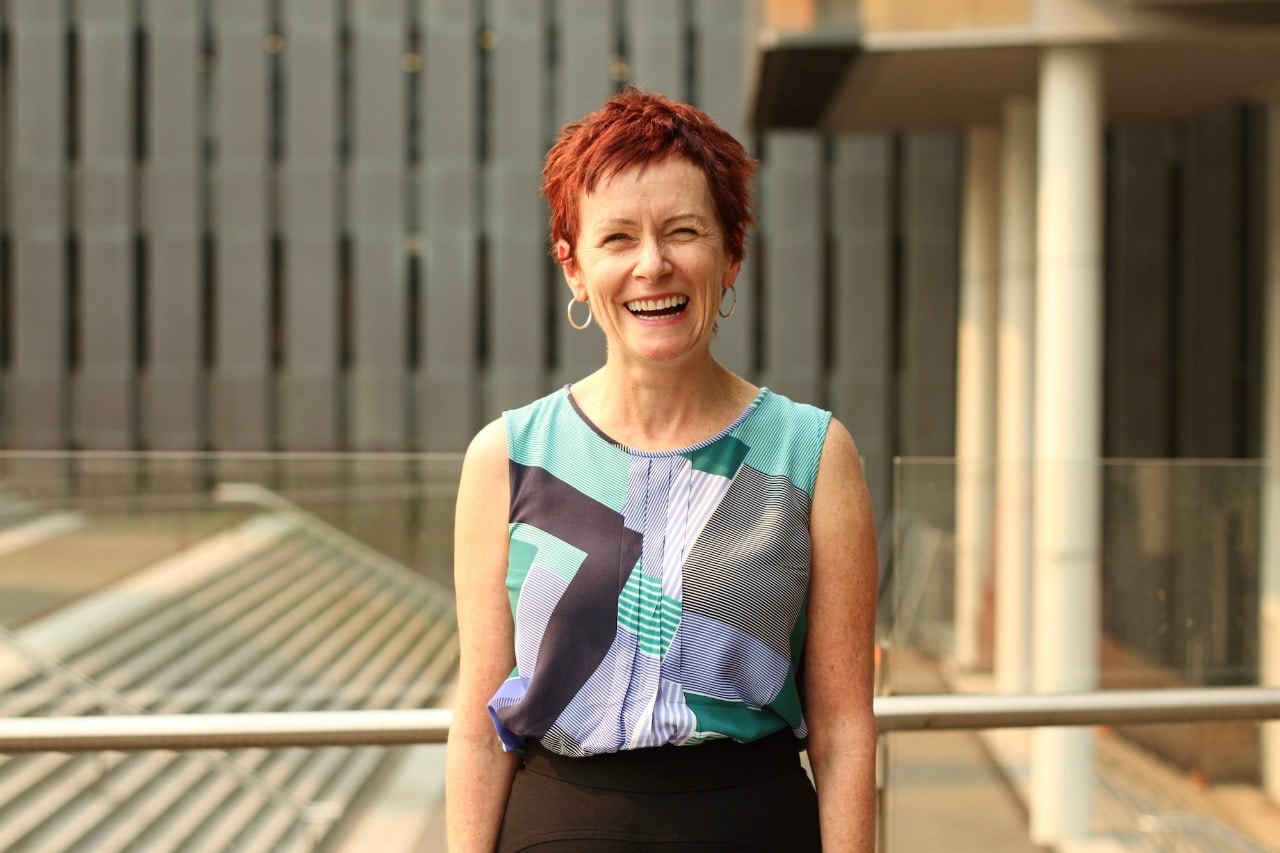 Professor Gail Mason stands outside Sydney Law School. 