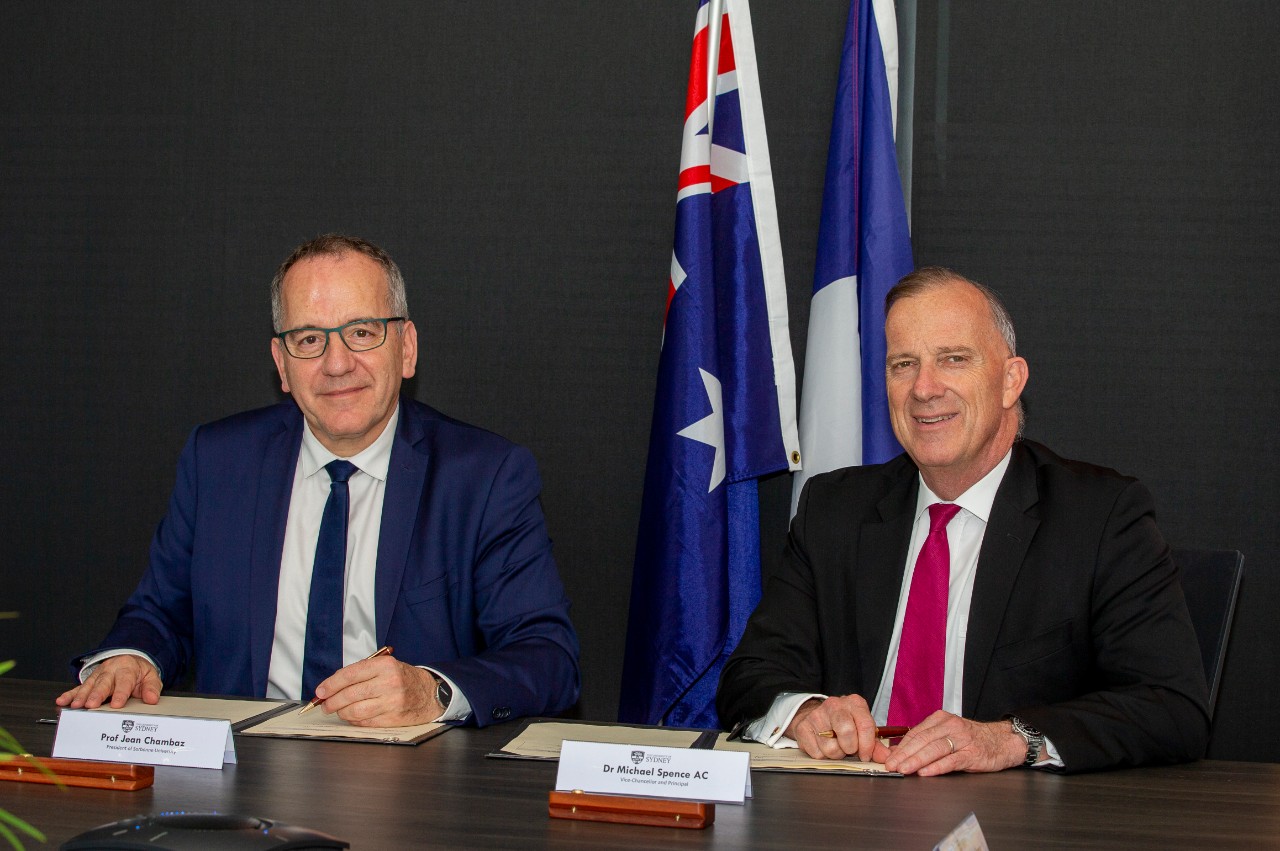 From left to right: President of Sorbonne University, Professor Jean Chambaz, University of Sydney Vice-Chancellor Dr Michael Spence