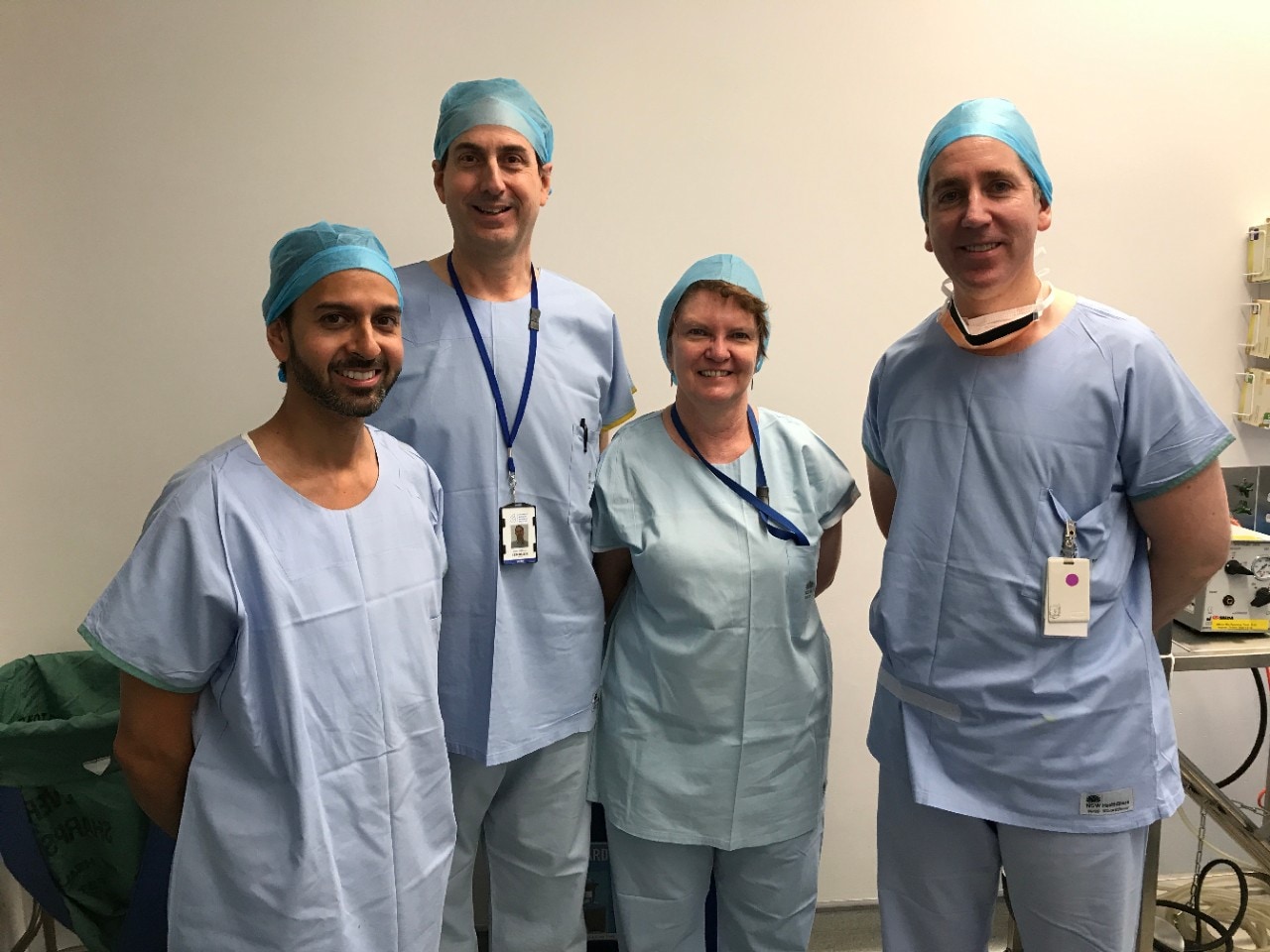 The leadership team Professor John Grigg and Professor Robyn Jamieson (both centre) with surgeons Dr Gaurav Bhardwaj and Professor Matthew Simunovic