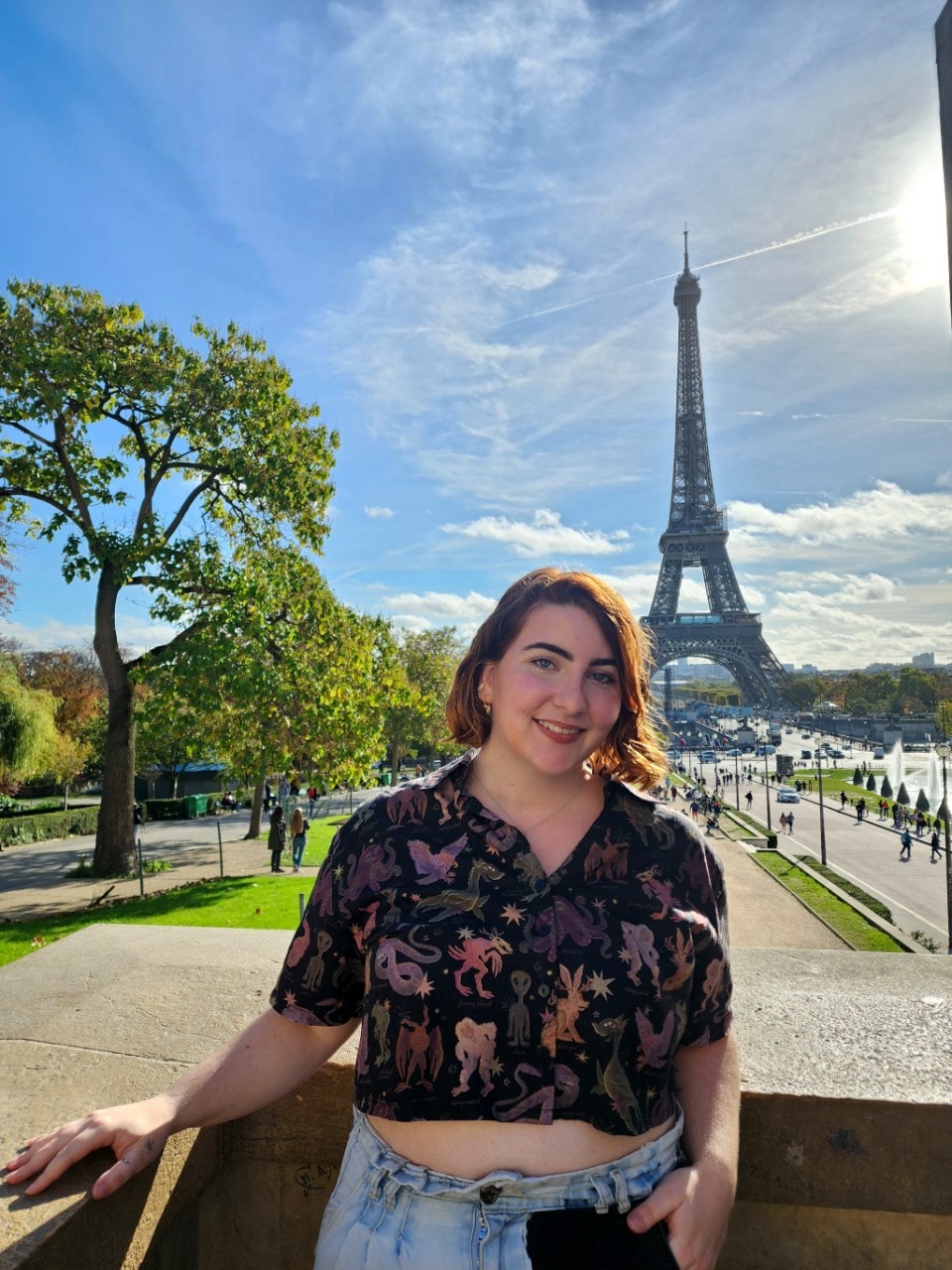 Kawana Crowe in Paris standing in front of the Eiffel Tower 