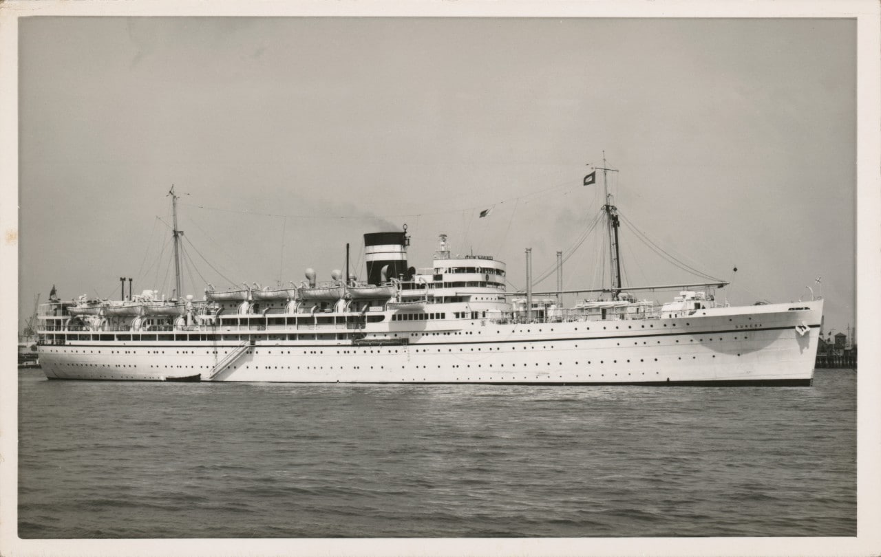 the passenger ship DUNERA sailing on water
