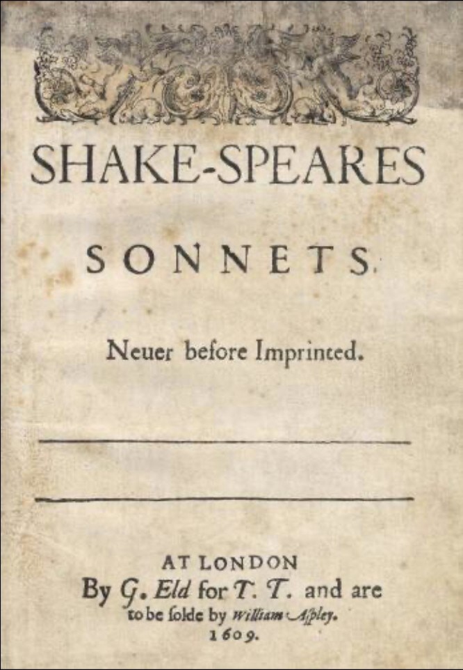 Title page of the first edition of Shakespeare’s Sonnets (1609). Public domain