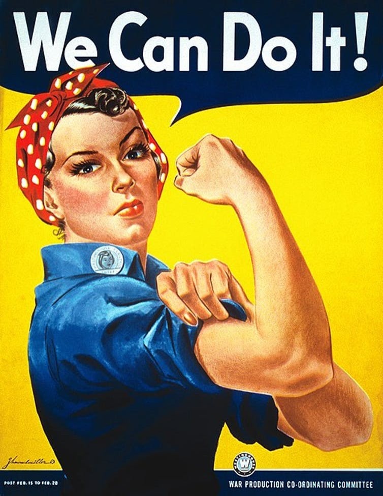 'We can do it!' poster featuring a woman in a bandana, flexing her arm.