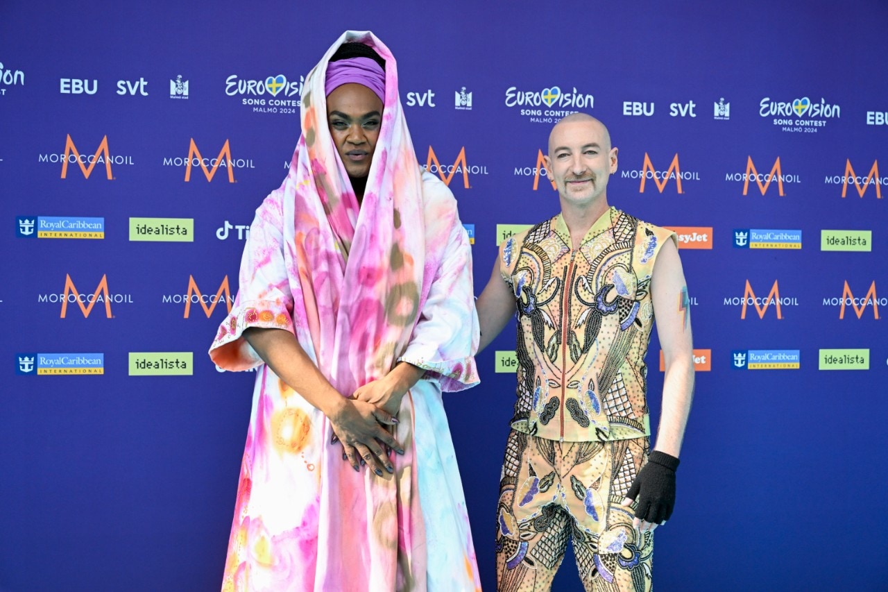 Electric Fields representing Australia pose on the turquoise carpet ahead of the opening ceremony for the 68th edition of the Eurovision Song Contest, at the Malmö Live Congress and Concert Hall, in Malmö, Sweden, Sunday, May 5, 2024.