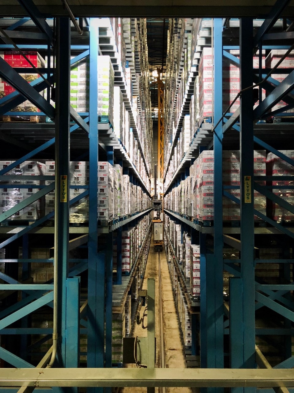 An automated warehouse with high shelving