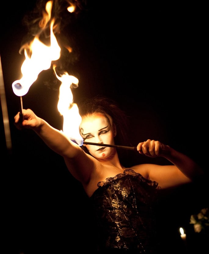 Sonja Schebeck performing with fire