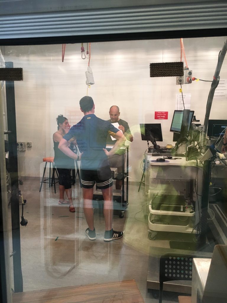 SEI’s Deputy Director Michelle St Anne at the heat lab with Ollie Jay