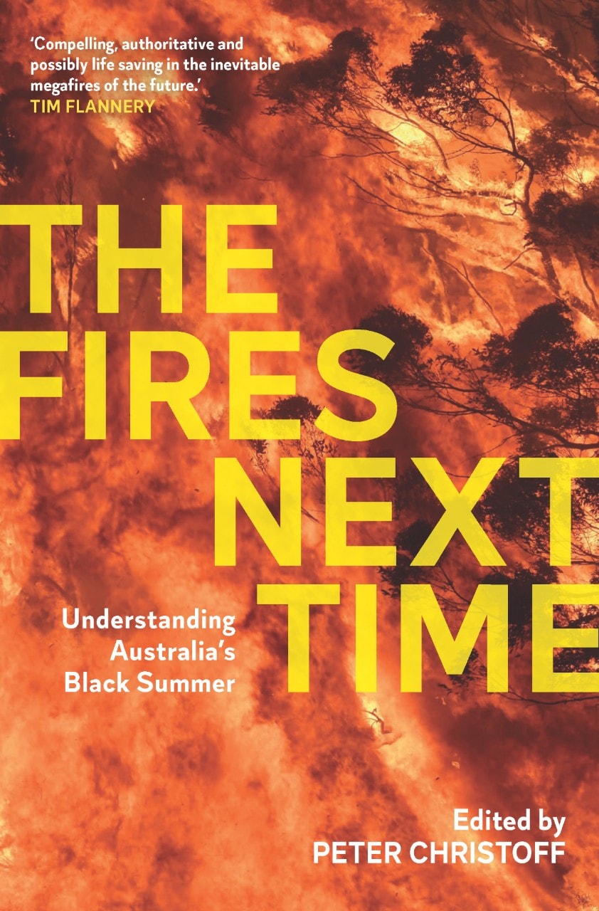 Book cover featuring orange flames