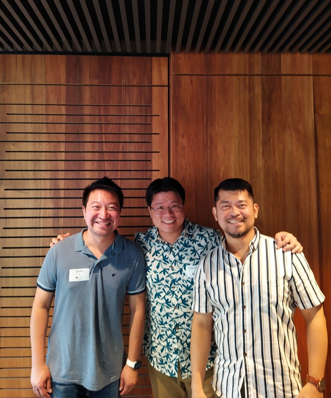 SSEAC writing retreat participants, from left, Dr Justin See, Dr Chieh-Ming Lai and Dr Edward Gorgon, at Kiribilli in December 2023