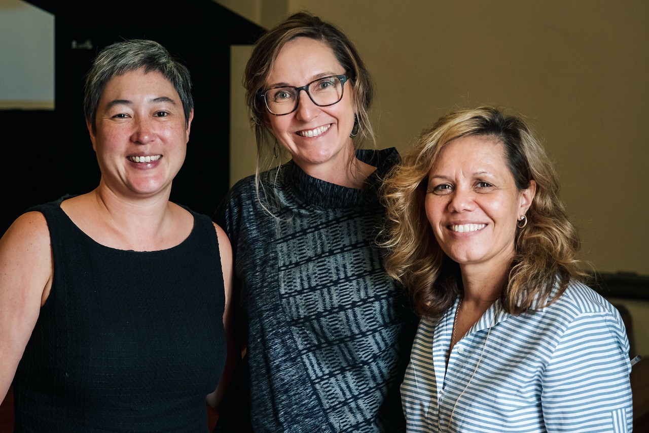 Jenny Leong, Member for Newtown, Dr Alana Mann and Yvonne Weldon, Chairperson of Metropolitan Local Aboriginal Land Council. 