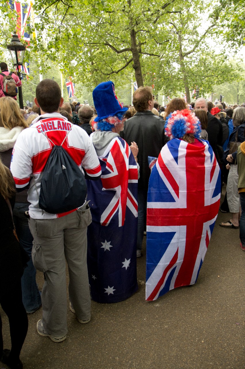 Crowd at the wedding of Prince William of Wales and Kate Middleton