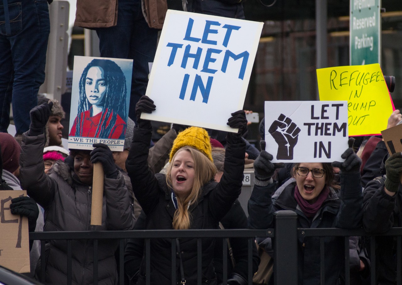 Protesters gathered at JFK airport in New York to voice opposition to an executive order banning citizens of seven countries from traveling to the United States. Image: Rhododendrites/Wikimedia Commons