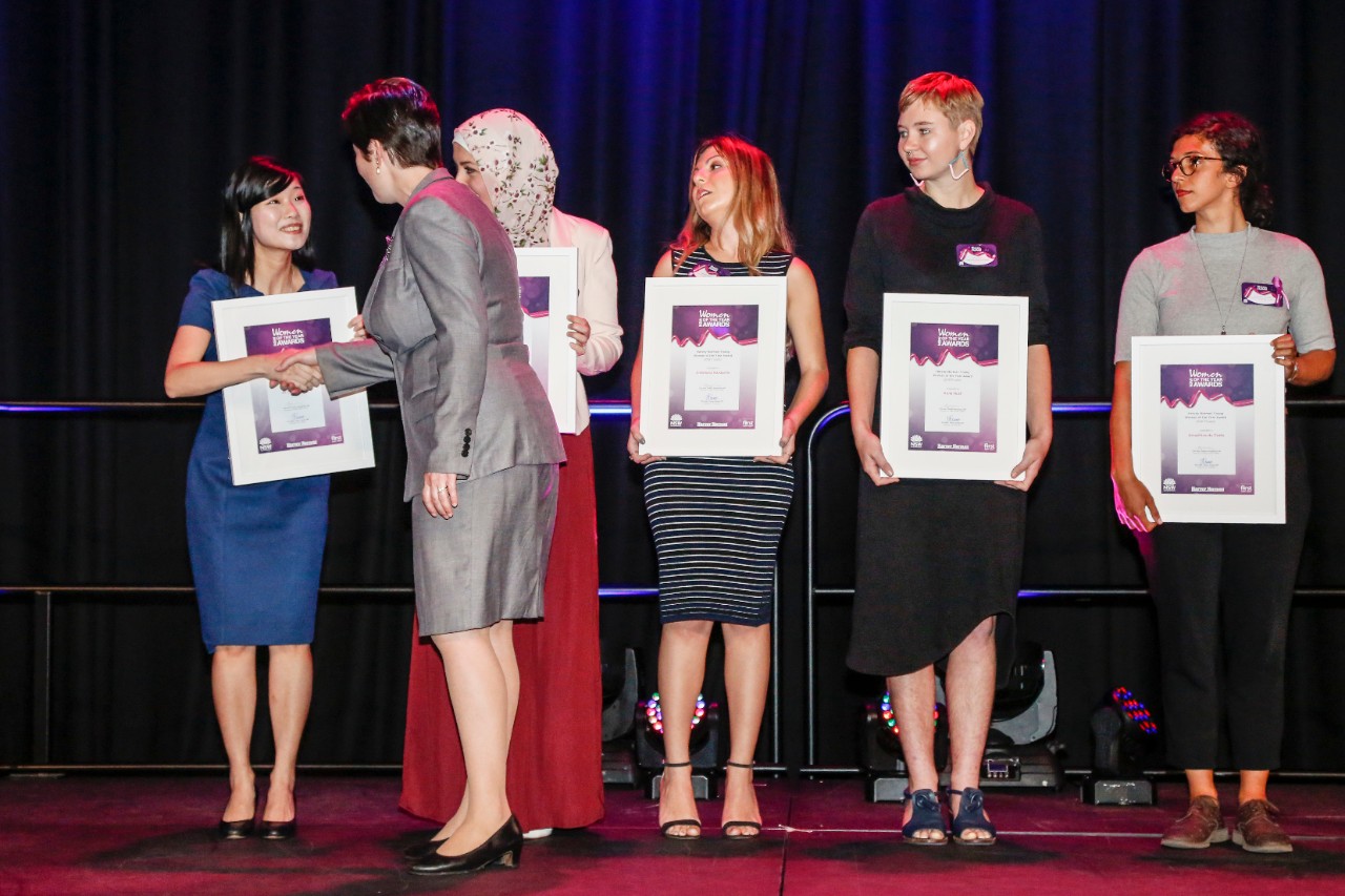 Dr Cathy Zhao (far left) was recognised at the 2018 NSW Women of the Year awards ceremony.
