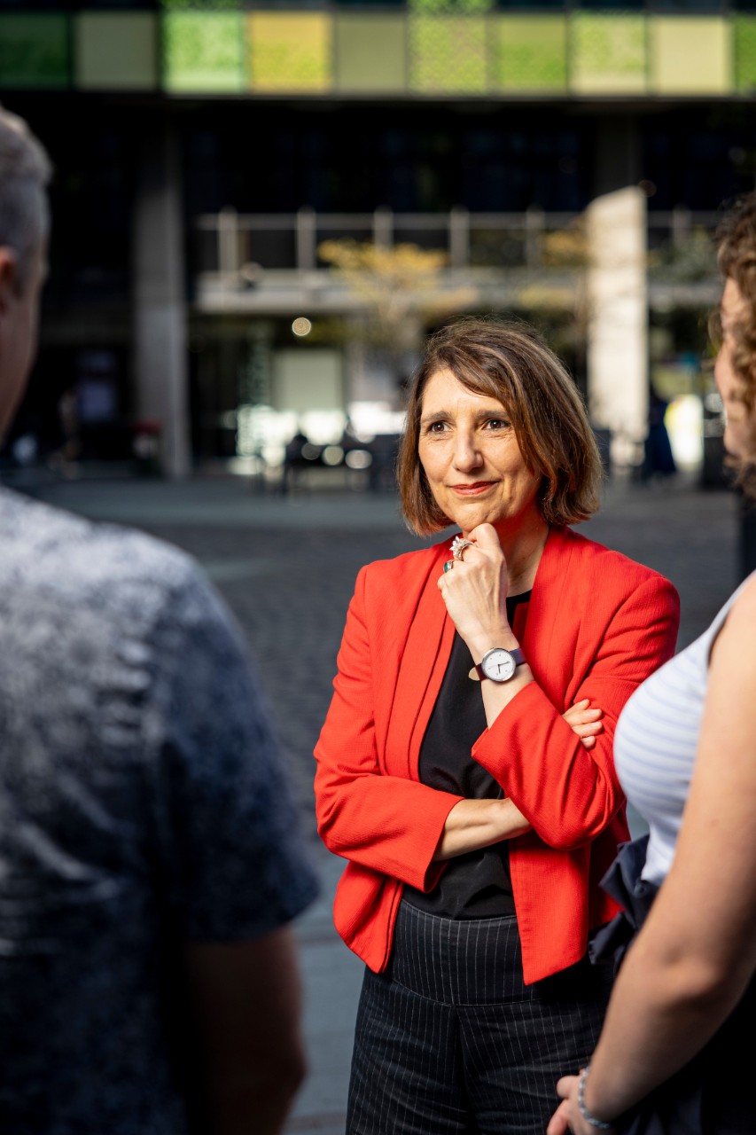 Professor Susanna Scarparo talking to a colleague