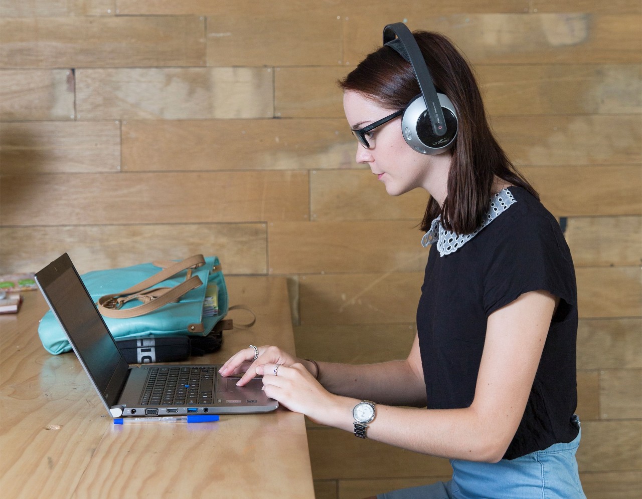 Computing student studying at her desk
