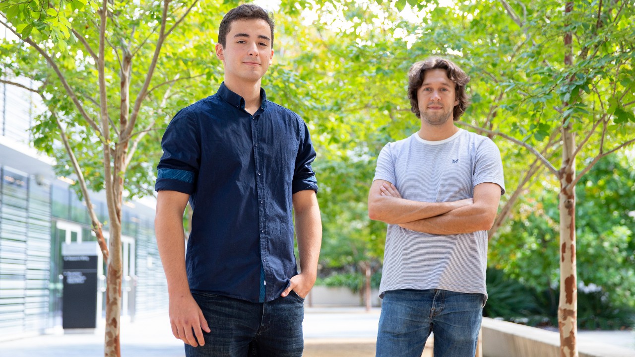 Pablo Bonilla Ataides (left) with Dr Ben Brown from the School of Physics.